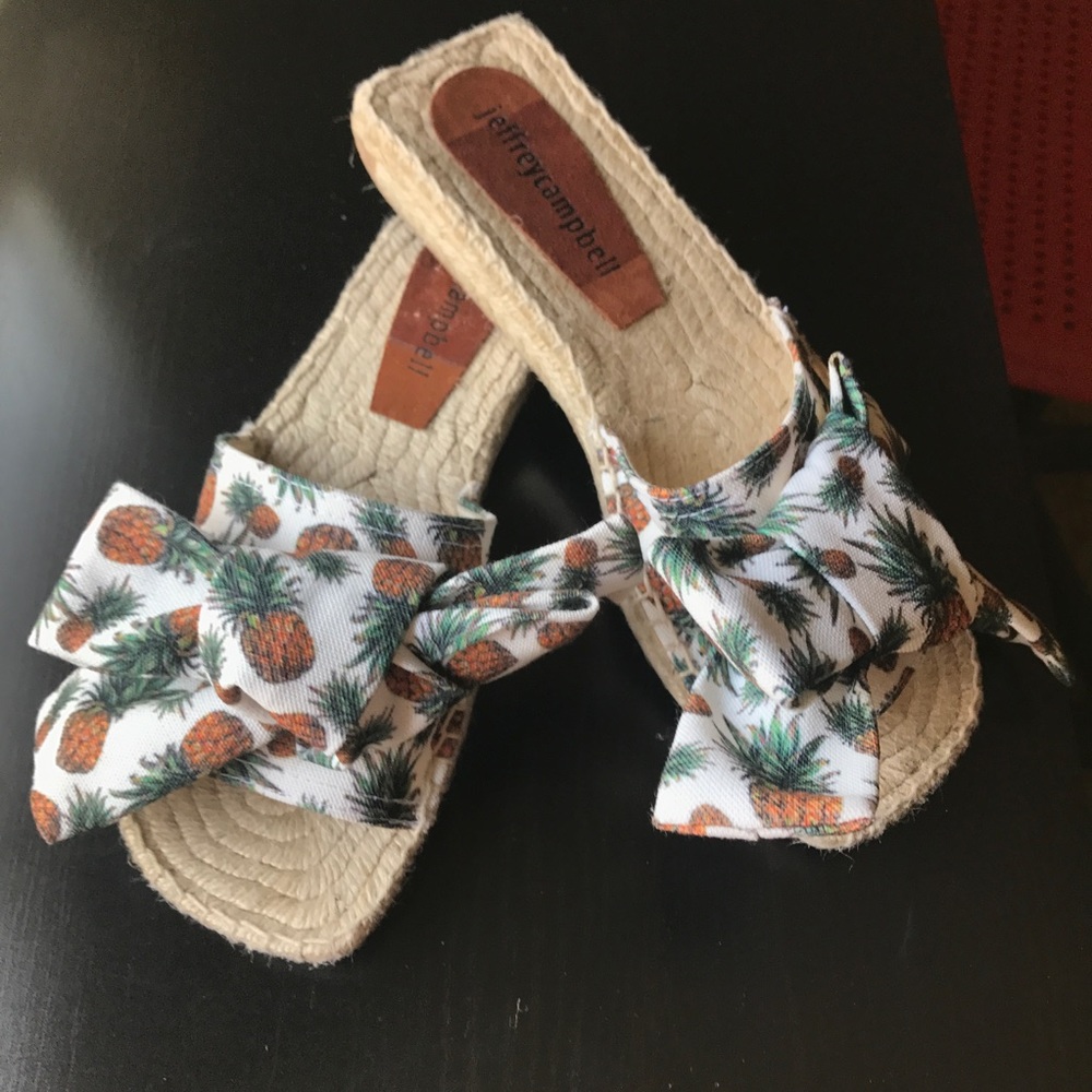 Jeffrey Campbell Estela Pineapple Bow Tie Slide Sandal